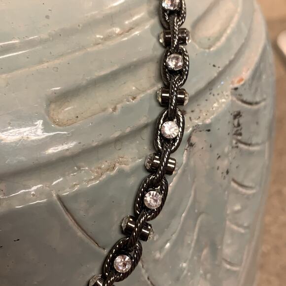 Nolan Miller Necklace Glamour Collection Gunmetal with Crystals Vintage 20 Inch - Picture 7 of 9